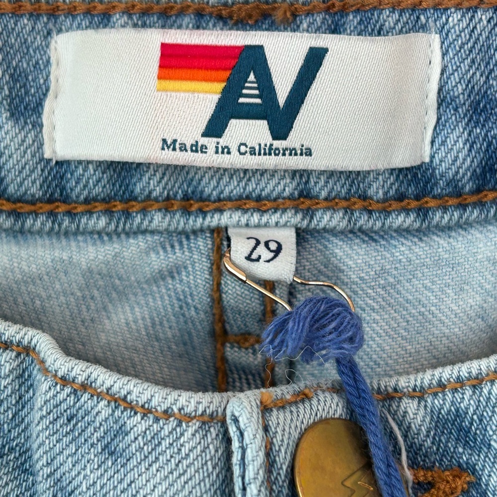 Aviator Nation Light Blue Distressed Wide Leg Jeans - Picture 6 of 13